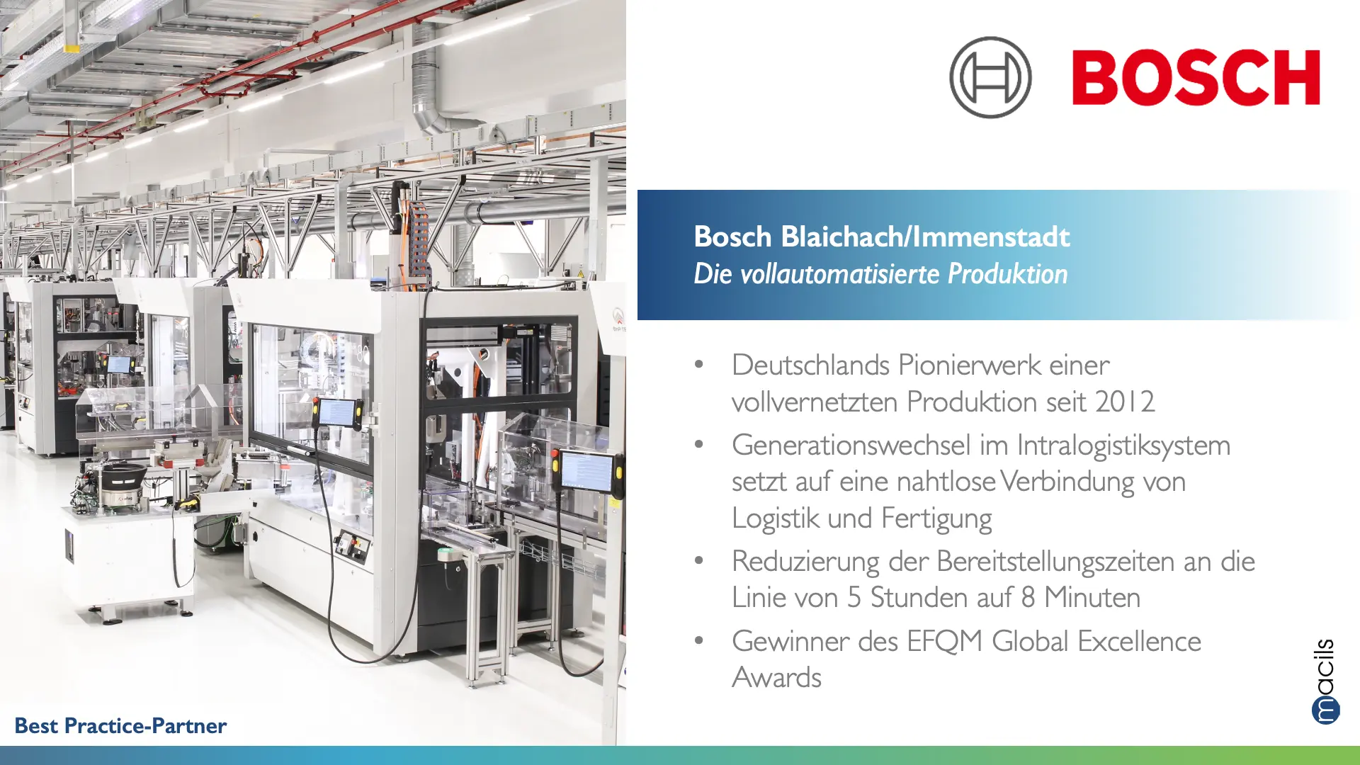 Bosch Industrie 4.0 Produktion in Blaichach mit vernetzten Maschinen und automatisierter Fertigungslinie