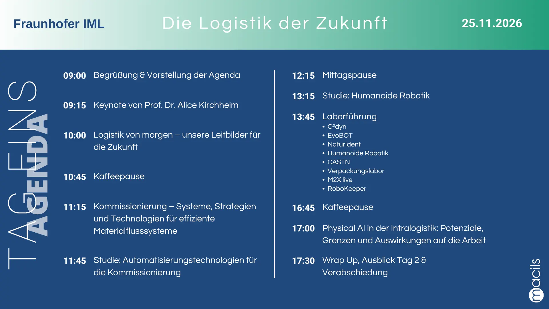 Fraunhofer IML Agenda Tag 1
