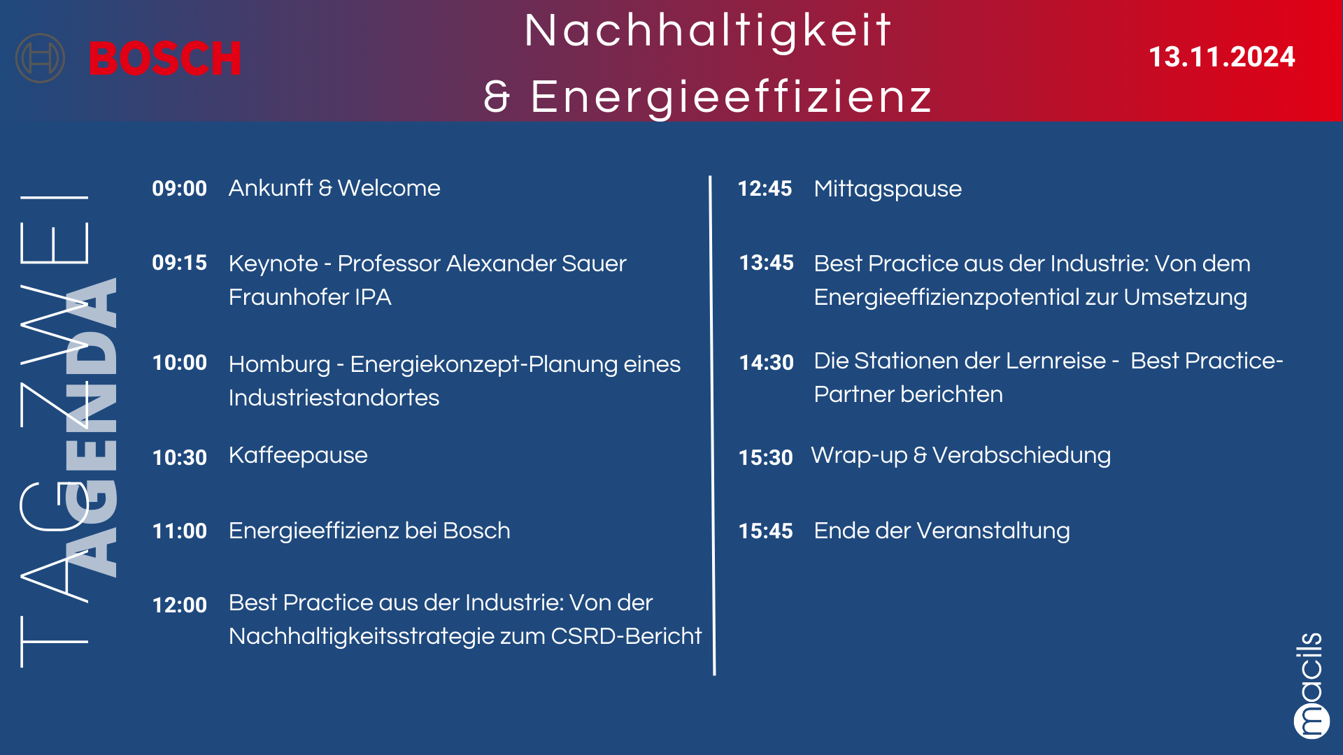 Bosch Tag 2 Agenda