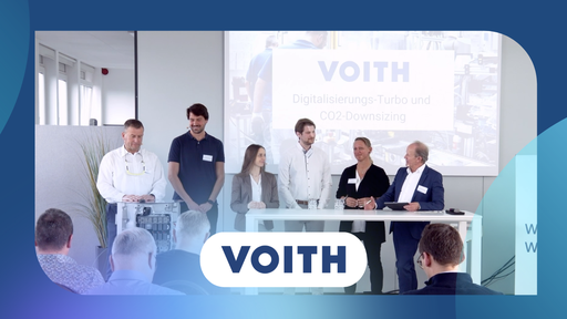 Diskussionsrunde über "Logistik: Von der individuellen Linie zur hohen Varianz: Materialversorgung als strategische Herausforderung", "TUM x Voith: Einfach effizient - Digitalisierung komplexer Prozesse im produzierenden Gewerbe" & "SFM Systems x Voith: Transparenz mit digitalen Shopfloor Management" bei Voith