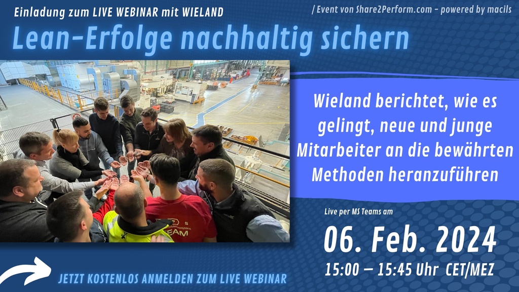 Webinar mit Wieland: Lean-Erfolge nachhaltig sichern