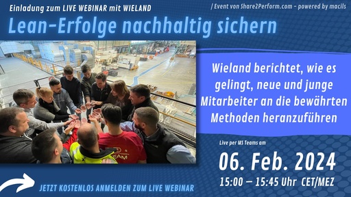 Webinar mit Wieland: Lean-Erfolge nachhaltig sichern